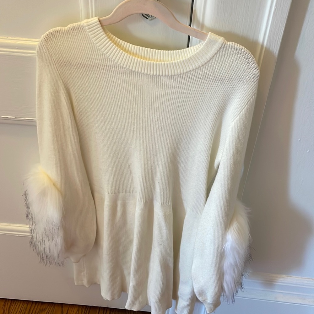 Very cute winter dress with fur sleeve detail, girls size 7/8.